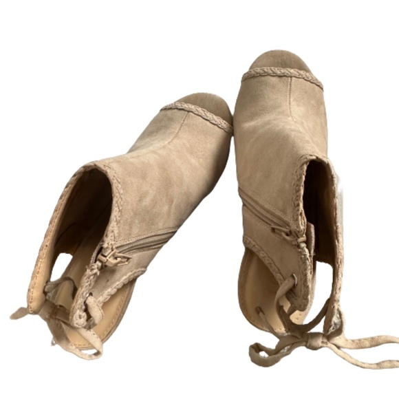 LC LAUREN CONRAD Bergenia Boots Lace Up Size Zip Bohemian Nude Tan Size 8 - Picture 8 of 9